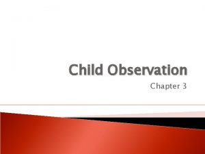 Child Observation Chapter 3 Chapter Outline Introduction Principles