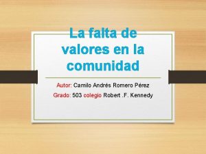 Los valores en la comunidad