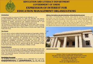 Education and literacy department