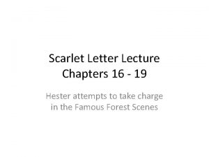 Scarlet Letter Lecture Chapters 16 19 Hester attempts