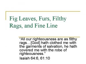 Fig Leaves Furs Filthy Rags and Fine Line