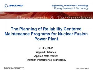 Reliability centered maintenance