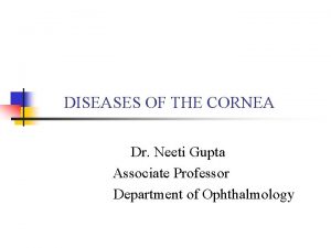 DISEASES OF THE CORNEA Dr Neeti Gupta Associate