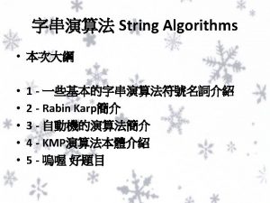 Rabin Karp Algorithms Rabin Karp Algorithms A Rabin