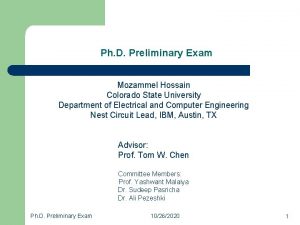 Ph D Preliminary Exam Mozammel Hossain Colorado State