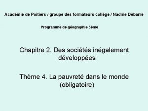 Acadmie de Poitiers groupe des formateurs collge Nadine