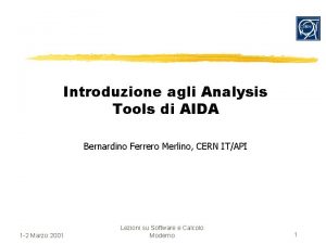 Introduzione agli Analysis Tools di AIDA Bernardino Ferrero
