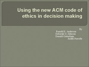 Acm code of ethics summary