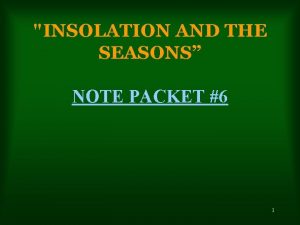 INSOLATION AND THE SEASONS NOTE PACKET 6 1