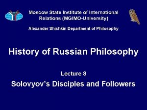 Moscow State Institute of International Relations MGIMOUniversity Alexander