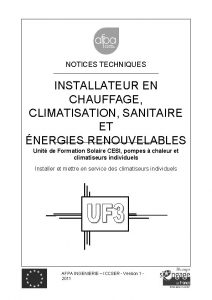 NOTICES TECHNIQUES INSTALLATEUR EN CHAUFFAGE CLIMATISATION SANITAIRE ET