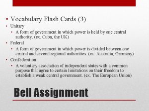 Vocabulary Flash Cards 3 Unitary A form of