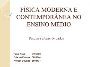 FSICA MODERNA E CONTEMPOR NEA NO ENSINO MDIO