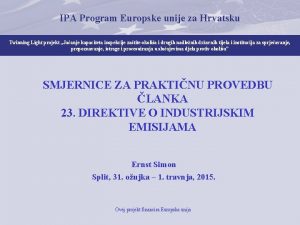 IPA Program Europske unije za Hrvatsku Twinning Light