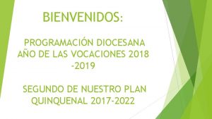 BIENVENIDOS PROGRAMACIN DIOCESANA AO DE LAS VOCACIONES 2018