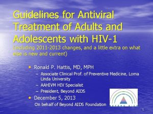 Guidelines for Antiviral Treatment of Adults and Adolescents