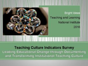Bright Ideas Teaching and Learning National Institute 2016