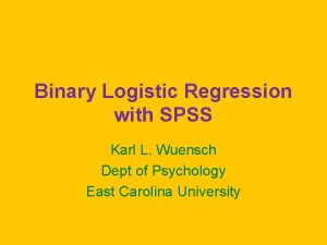 Binary logistic regression spss
