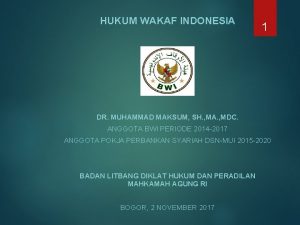 HUKUM WAKAF INDONESIA 1 DR MUHAMMAD MAKSUM SH