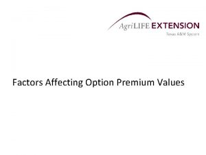 Factors affecting option prices