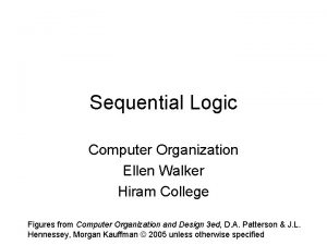 Sequential Logic Computer Organization Ellen Walker Hiram College