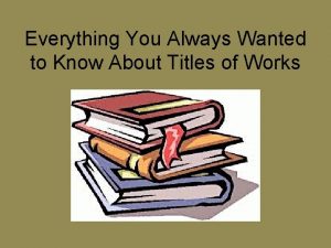Everything You Always Wanted to Know About Titles