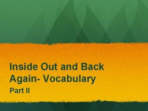 Inside out vocabulary Inside out vocabulary