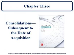 Chapter Three Consolidations Subsequent to the Date of
