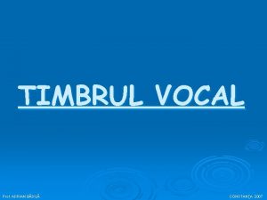 Timbrul vocal