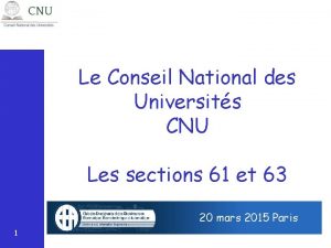 Le Conseil National des Universits CNU Les sections