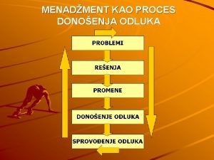 MENADMENT KAO PROCES DONOENJA ODLUKA DONOENJE I SPROVOENJE