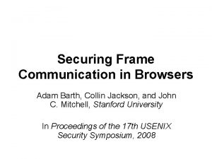 Securing frame communication in browsers
