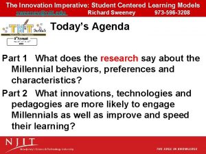 The Innovation Imperative Student Centered Learning Models sweeneynjit