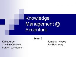 Knowledge Management Accenture Team 3 Katia Arrus Cristian