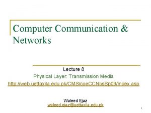 Computer Communication Networks Lecture 8 Physical Layer Transmission