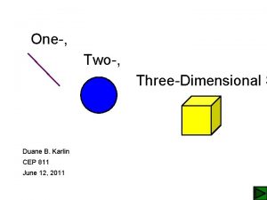One Two ThreeDimensional S Duane B Karlin CEP