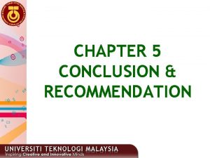Chapter v conclusion and recommendation