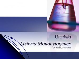 Listeriosis Listeria Monocytogenes Dr Rayan Abdelwahid What is