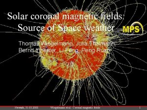Solar coronal magnetic fields Source of Space weather