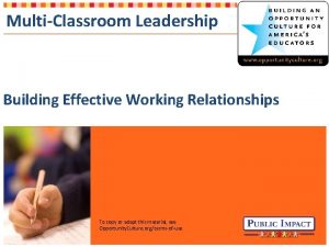 MultiClassroom Leadership Building Effective Working Relationships To copy