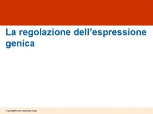 La regolazione dellespressione genica Copyright 2006 Zanichelli editore