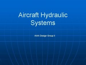 Aircraft hydraulic systems