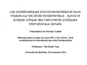 Les problmatiques environnementales et leurs impacts sur les