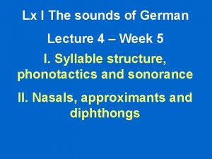 Phonotactic constraints