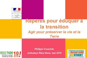 Repres pour duquer la transition Agir pour prserver