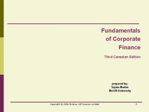Fundamentals of corporate finance 3rd canadian edition