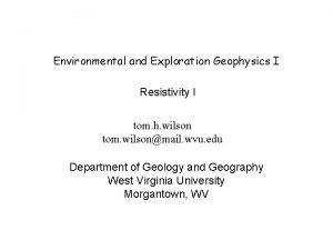 Environmental and Exploration Geophysics I Resistivity I tom