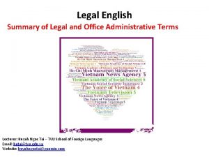 Legal English Summary of Legal and Office Administrative