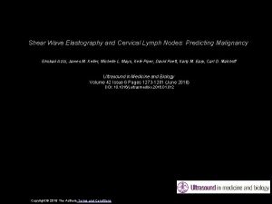 Shear Wave Elastography and Cervical Lymph Nodes Predicting