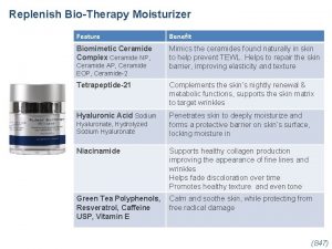 Replenish BioTherapy Moisturizer Feature Benefit Biomimetic Ceramide Complex